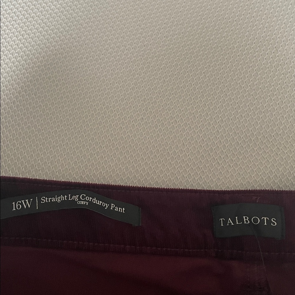 New Talbots Burgundy Straight Leg Curvy Slimming Corduroy Pants Size 16W - Picture 7 of 10